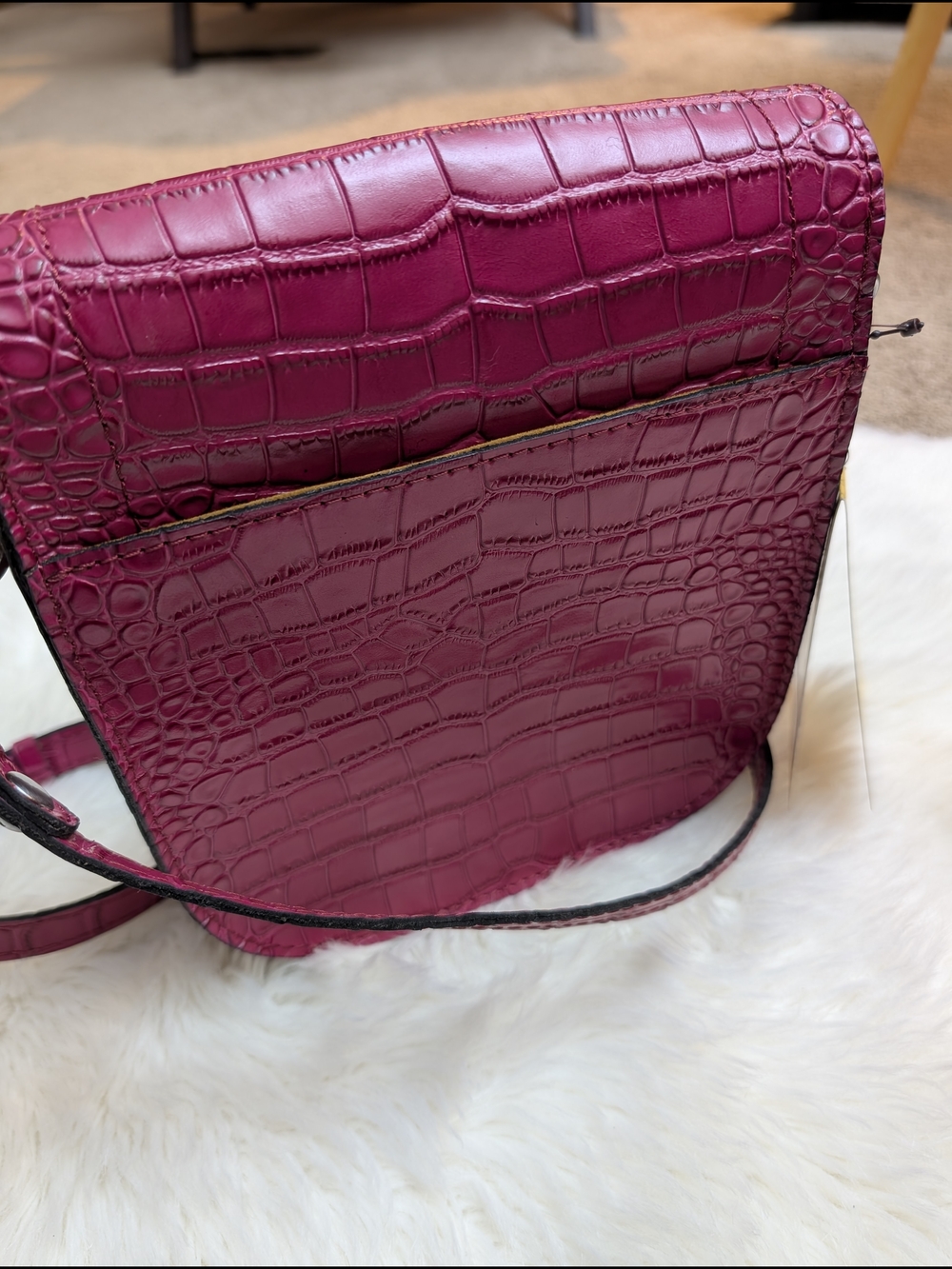 Patricia Nash Distressed Vintage Croc Collection Magenta Crossbody Bag NWT - Picture 5 of 15